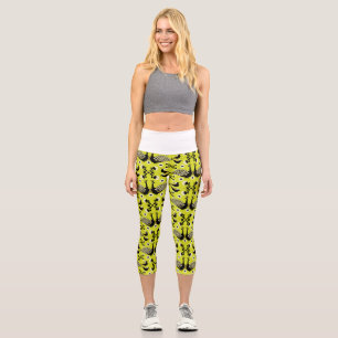Peacock Peafowl Bird Folk Art Capri Leggings