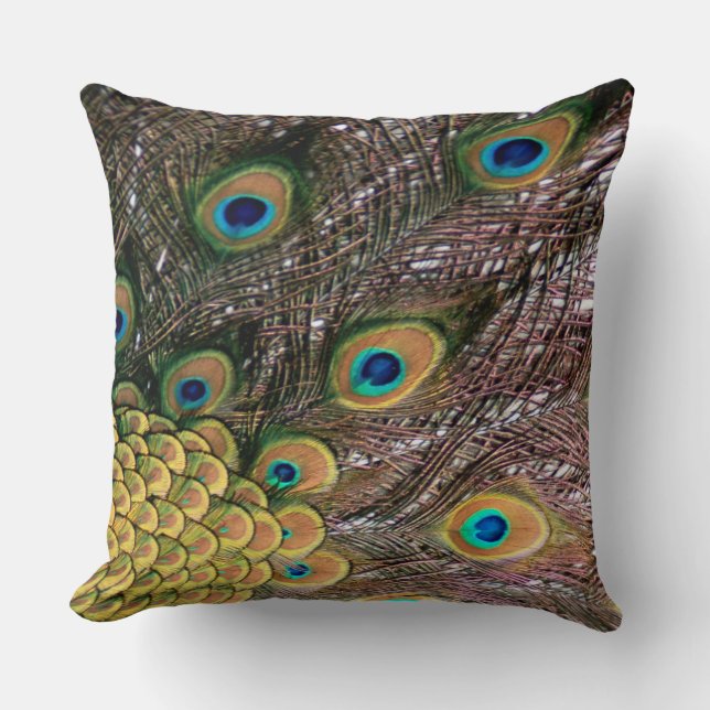 Peacock Peafowl Eyes and Feathers Cushion (Front)