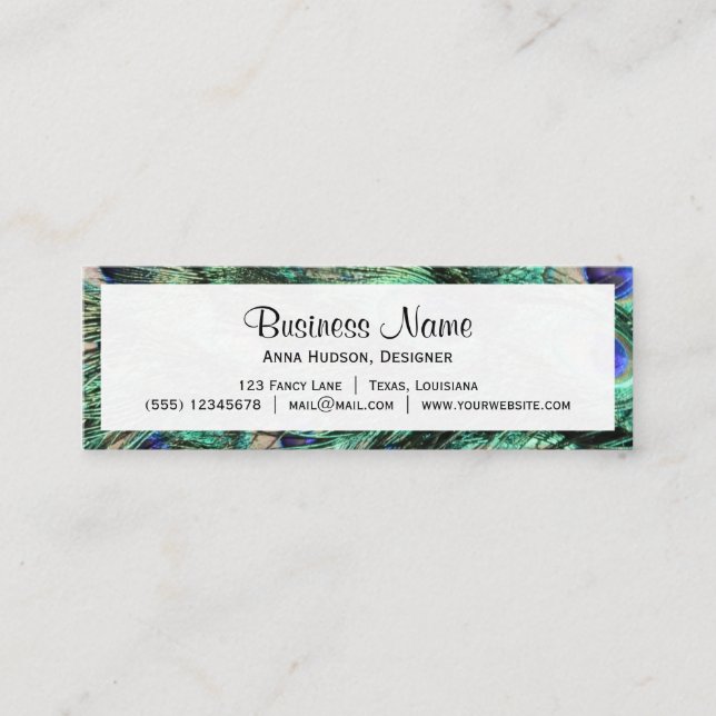 Peacock, Peafowl, Peacock Tail, Feathers Mini Business Card (Front)