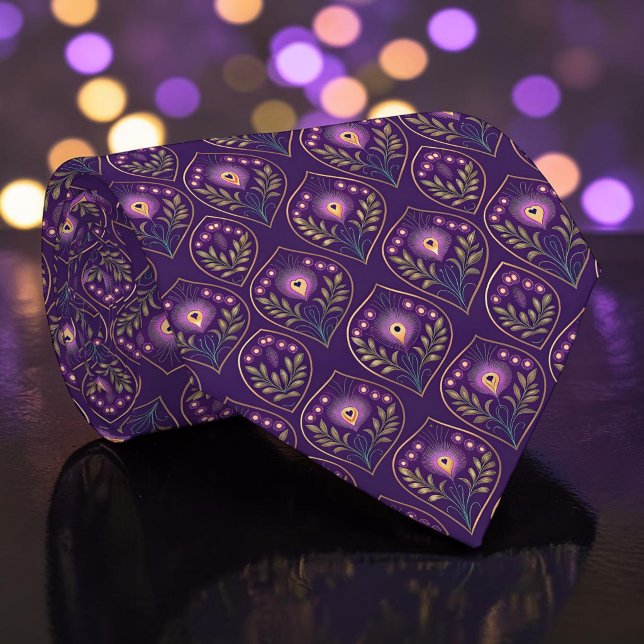 Peacock Peahen Pattern Necktie Tie (Creator Uploaded)