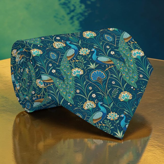 Peacock Peahen Pattern Necktie Tie (Creator Uploaded)