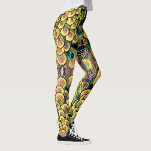 Peacock Peahen Peafowl Feathers Colourful Mirror Leggings