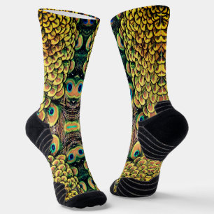 Peacock Peahen Peafowl Feathers Colourful Mirror Socks