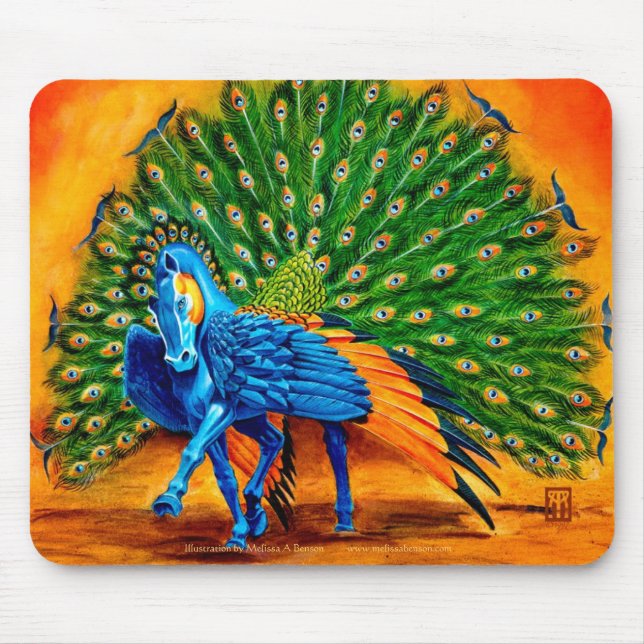 Peacock Pegasus Mouse Mat (Front)