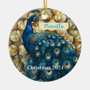 Peacock Personalized Christmas Ornament
