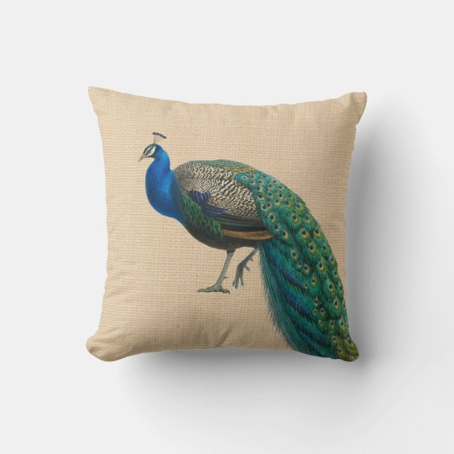 Peacock Pillow Colourful one of two matching (Front)
