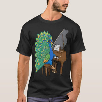 Peacock Playing Piano Instrumentalist Funny Bird T-Shirt