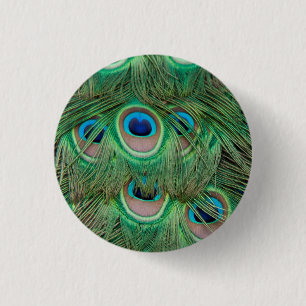 Peacock plumage 3 cm round badge