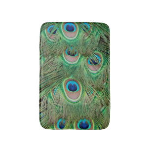 Peacock plumage bath mat