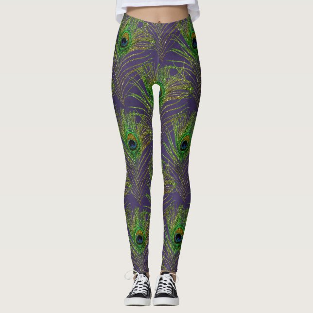 Peacock plumage glitter leggings (Front)