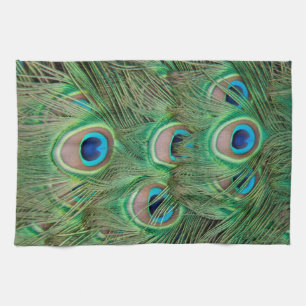 Peacock plumage tea towel