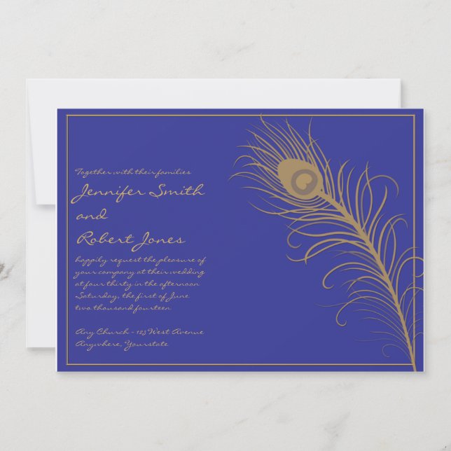 Peacock Plume Wedding Invitation (Front)