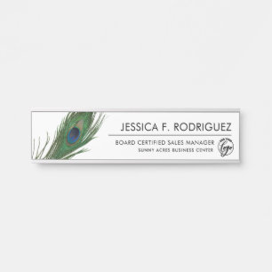 Peacock Poise Elegant Door Sign