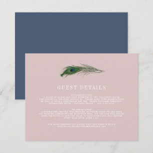 Peacock Poise   Wedding Guest Peach Enclosure Card