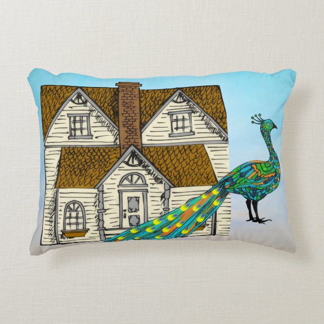 Peacock Pop Decorative Cushion (Front)