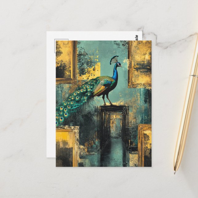 Peacock Postcard (Front/Back In Situ)