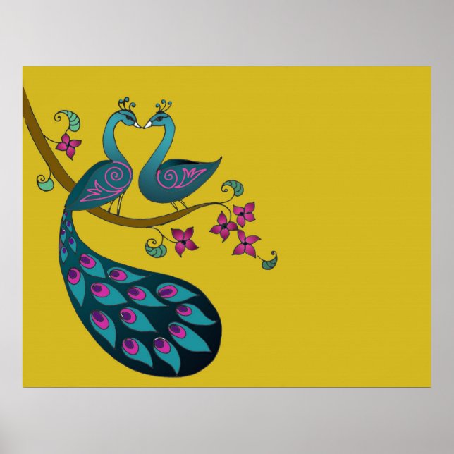 Peacock poster- mustard poster (Front)