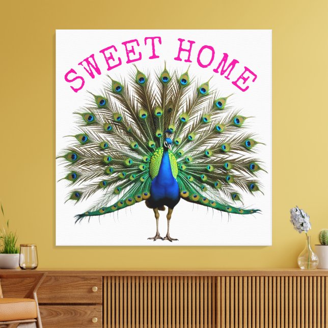 Peacock Premium Wrapped Canvas (Insitu(LivingRoom))
