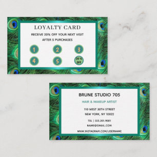 Peacock Pretty Tail Green Feathers Loyalty Card
