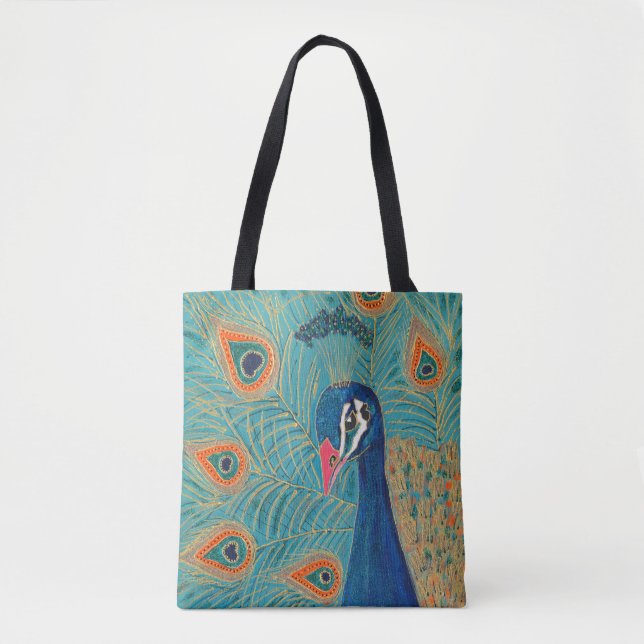 Peacock print tote bag (Front)