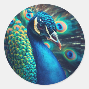 Peacock Profile Classic Round Sticker
