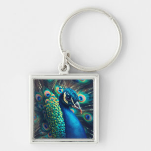Peacock Profile Key Ring
