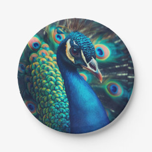 Peacock Profile Paper Plate