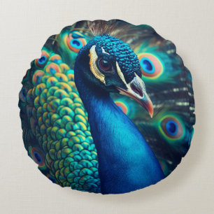 Peacock Profile Round Cushion