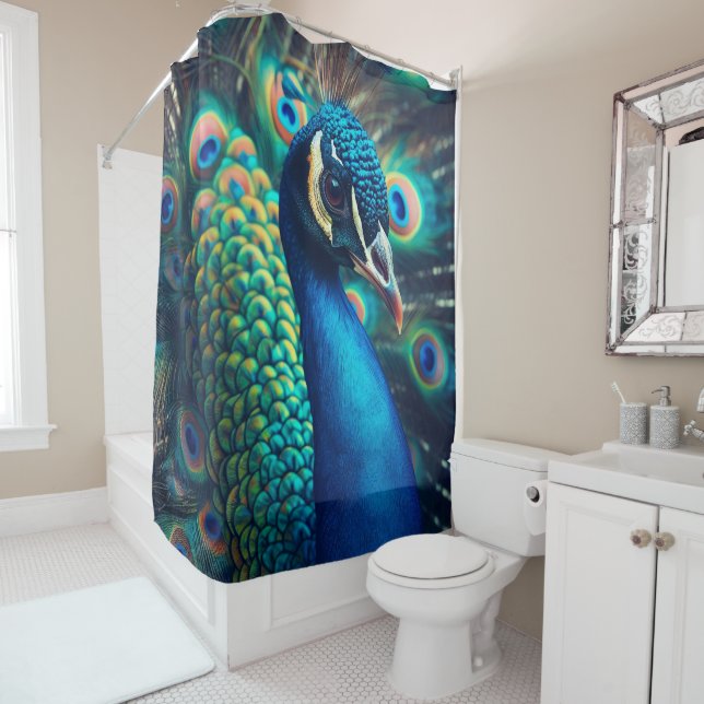 Peacock Profile Shower Curtain (In Situ)