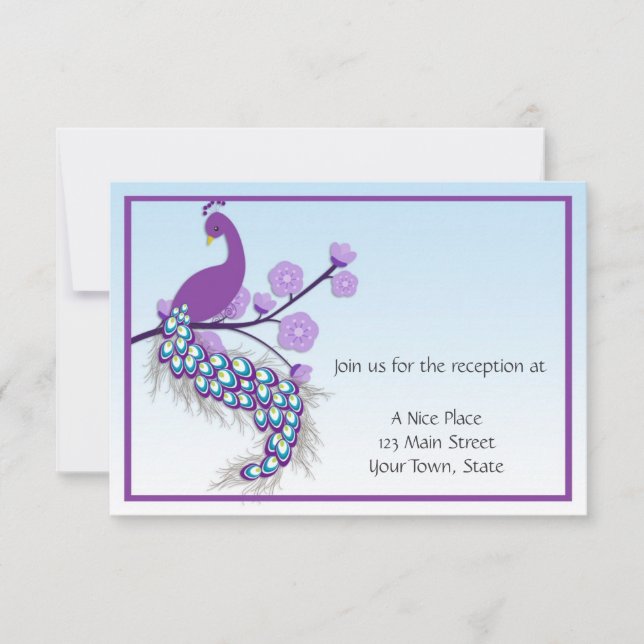 Peacock Purple Reception Card (Front)
