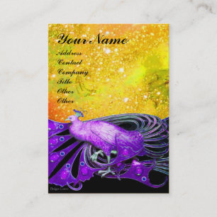PEACOCK purple yellow black sparkle Business Card