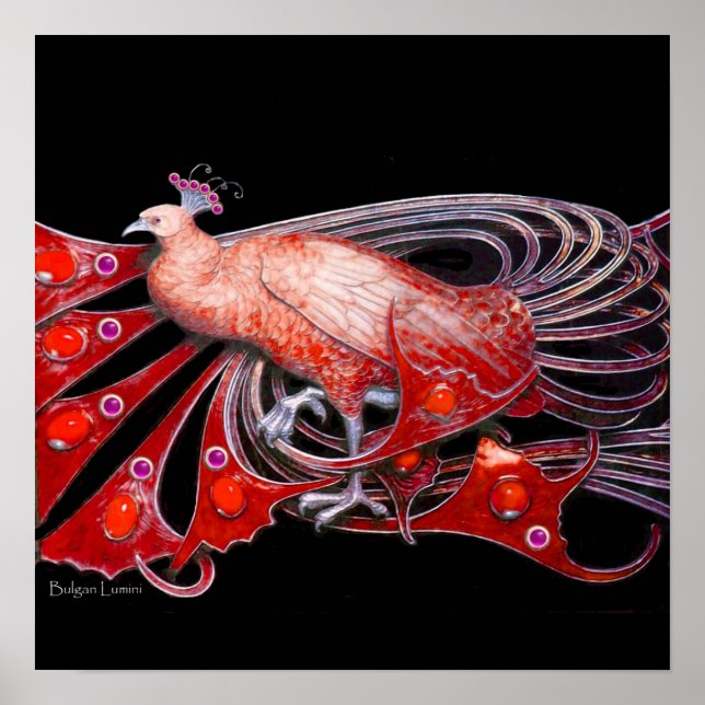 PEACOCK ,red purple grey violet black Poster (Front)