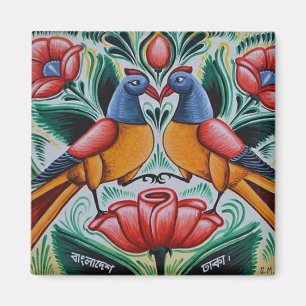 Peacock rickshaw art magnet