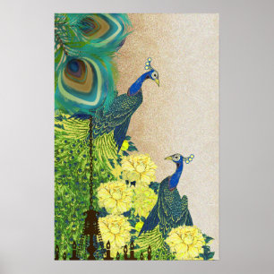 Peacock Roaring 20's Chandelier Wedding Poster