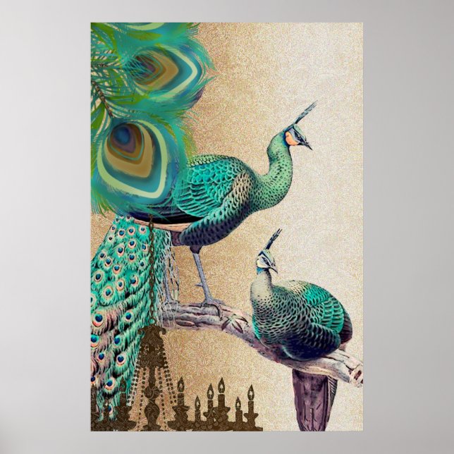 Peacock Roaring 20's Wedding Poster (Front)