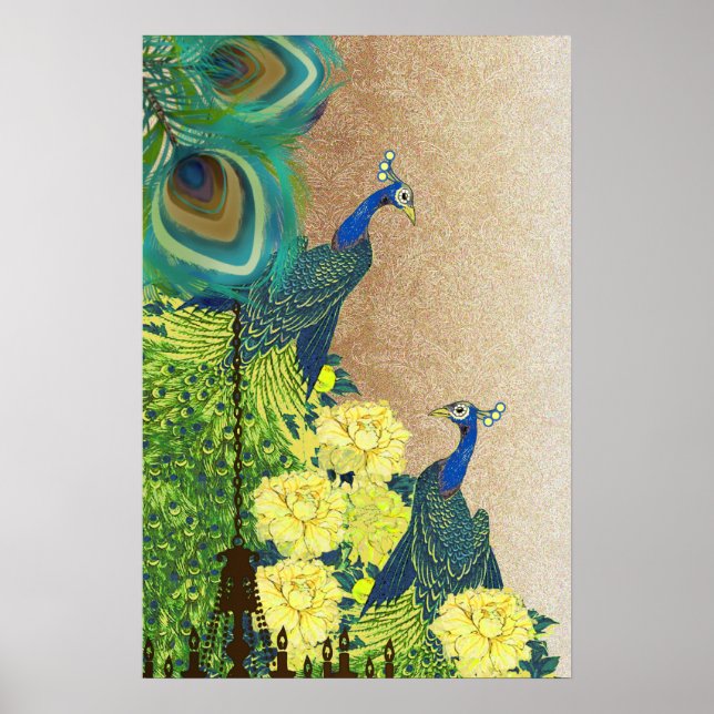 Peacock Roaring 20's Wedding Poster (Front)