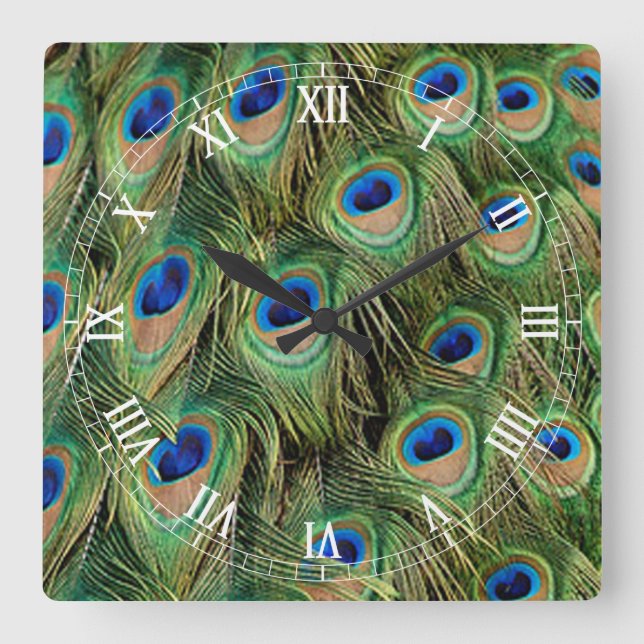 Peacock Roman Numeral Clock (Front)