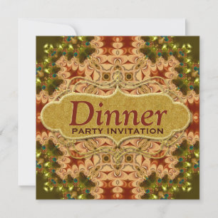 Peacock Ruffled Lace Dinner Party Invite