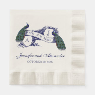 Peacock Rustic Wedding Paper Napkins