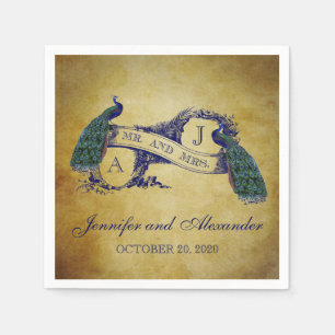 Peacock Rustic Wedding Paper Napkins