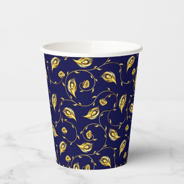 Peacock Sari Pattern Paper Cups (Left)