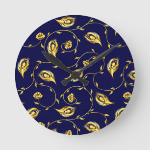 Peacock Sari Pattern Round Clock