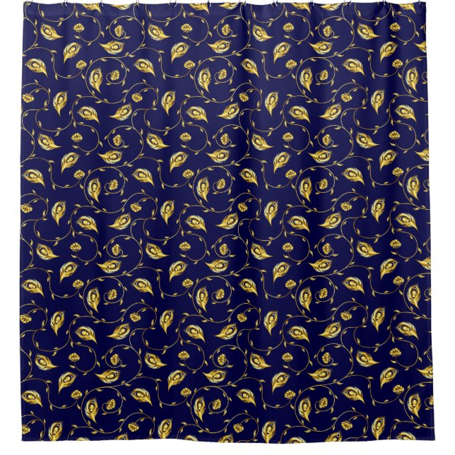 Peacock Sari Pattern Shower Curtain (Front)