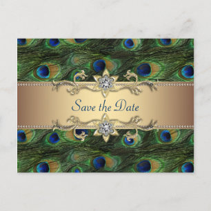 Peacock Save the Date Announcement Postcard