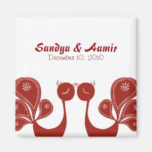Peacock Save the Date - Crimson Magnet