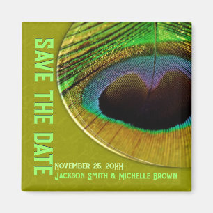 Peacock Save the Date Green Magnet