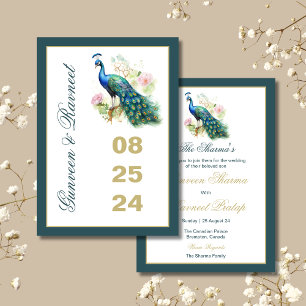 Peacock save the Date Peacock wedding invitation