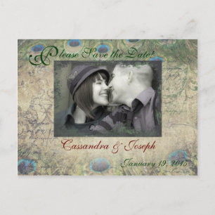 Peacock Save the Date Photo Postcard