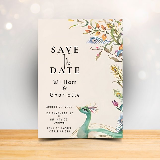 Peacock Save the Date, Wedding Invitation (Creator Uploaded)