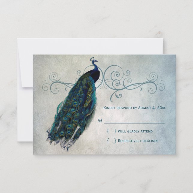Peacock Scroll RSVP (Front)